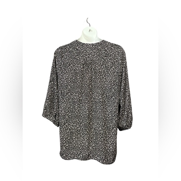 Reitmans, Blouse With Slit Neckline & Long Sleeves, 2X, Black, White - Picture 8 of 10